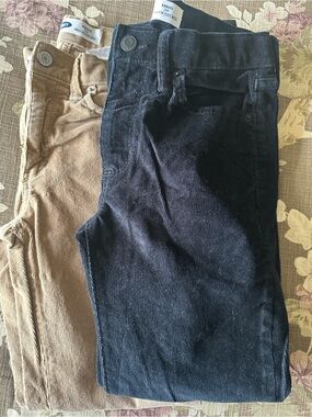 Old Navy Kids Karate Slim Corduroy Trousers Lot of 2(tan and black)